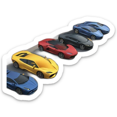 a garage, supercars parked next to each other sticker