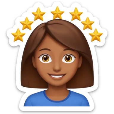 Color de piel moreno ojos de estrella riéndose y pelo café  sticker