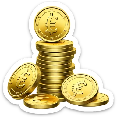stack of euro coins and euro cash sticker