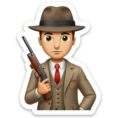 mafia gangster with tommy gun sticker