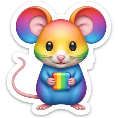 rainbow colored mouse sticker