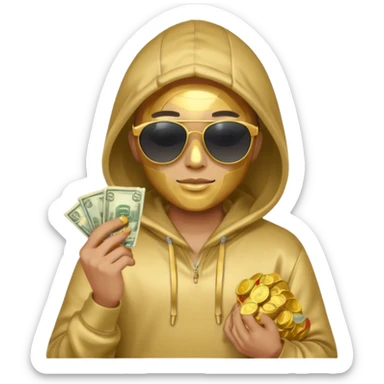 hoodie, sunglasses, money ALL GOLD sticker
