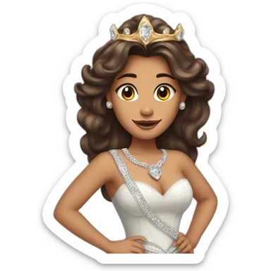 furiouslong haired brunette princess with a big crown with diamonds sticker