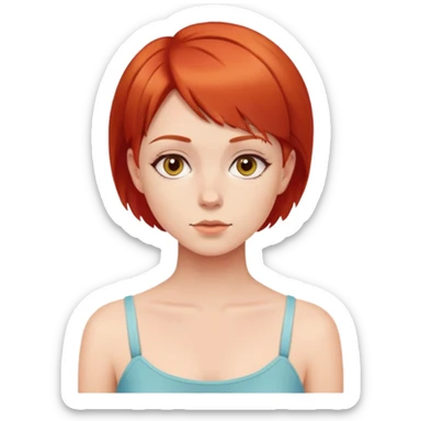 girl with short red hair and flat chest sticker