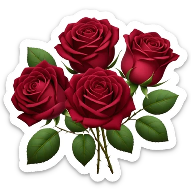 burgundy red rose bouquet sticker