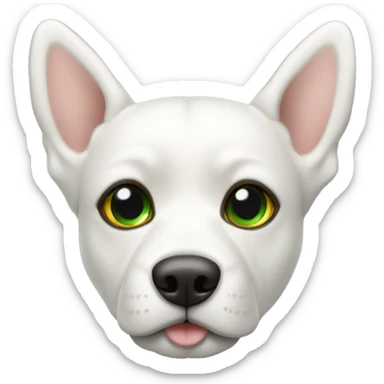 Perro blanco con orejas color galleta y ojos verdes sticker