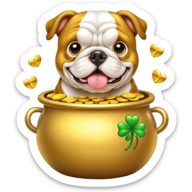 Bulldog in a pot of gold  sticker