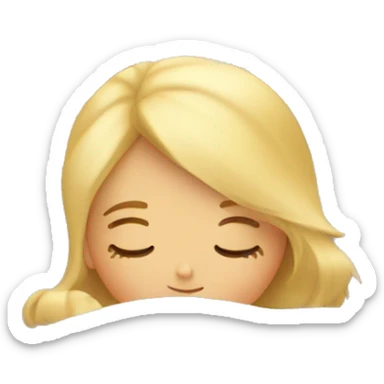 Blond girl sleeping in cozy bed sticker