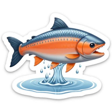 a salmon flopping out of water, make it so its on land flopping around sticker