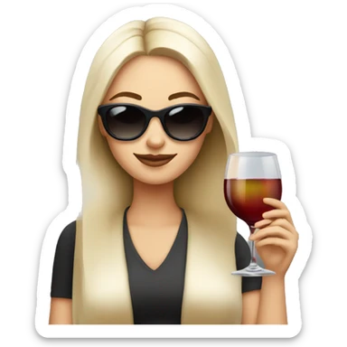 White girl wearing sunglasses holding one glass of wine  sticker