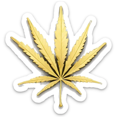a gold cannabis leaf sticker