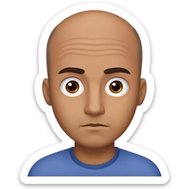 dark tan man with thick eyebrows and balding sparse hair sticker