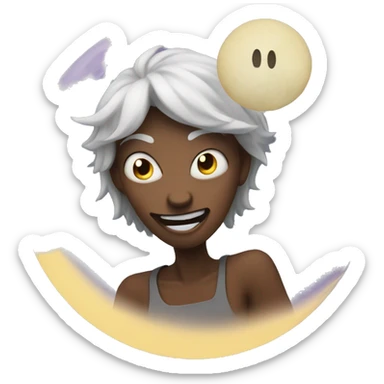 Crazy face with moon sticker