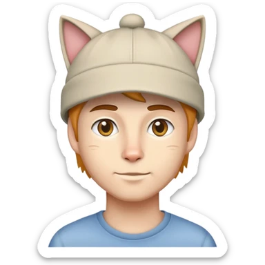 man head using cat cap sticker