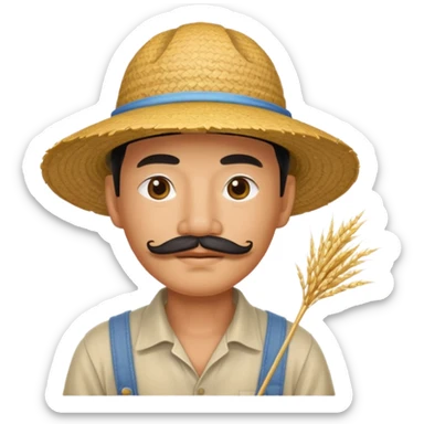 rice farmer with a chinese mustache sticker