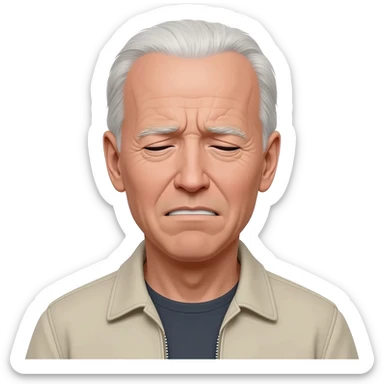 Joe Biden looking sleepy and old in a realistic life like style sticker