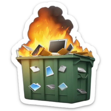 dumpster full of laptops on fire sticker
