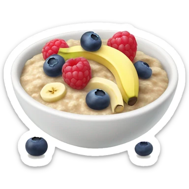 Breakfast oat porridge with banana, blueberries and raspberries sticker