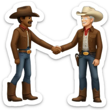 Tim Cook shaking hands with a cowboy sticker