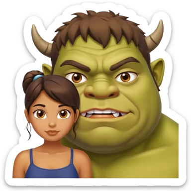 beautiful tanned model next to ugly fat ogre sticker