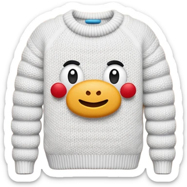 A 3D cartoon warm sweater with chunky knit texture, folded on a table, smooth shadows, Memoji-style realism. sticker