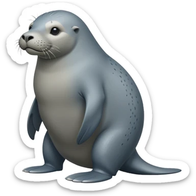 scary grey sea lion full body sticker