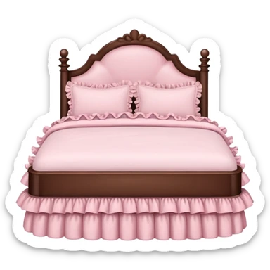 cute girly coquette-style bed with bows ruffles pastel colors sticker