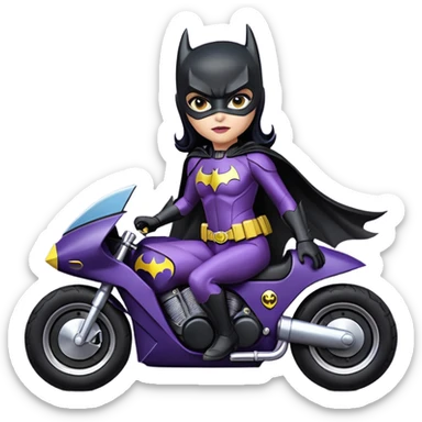 scale racing sexy fitted Batgirl’s heroically armored midnight-colored tight outfit 1970’s tv style dark knight stealthy accurate sporty safe plush deluxe off-road pursuit drifting F1 town car (black hair, shoulders back against seat) rally sticker