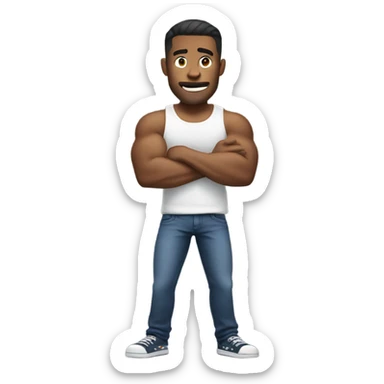 casual guy with phone outfit with big muscles sticker