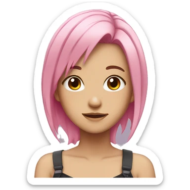 anime girl with pink hair sticker