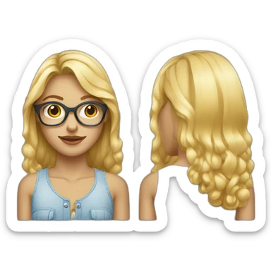 Une adolescente blonde qui porte des lunettes et des vêtements oversise  sticker