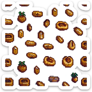 dried dates, retro and blocky pixel art sticker