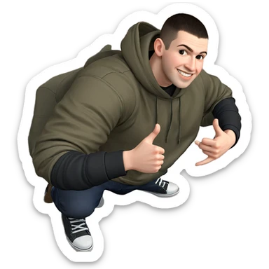 smiling boy giving thumbs up sticker