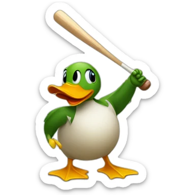 Duck playing cricket sticker
