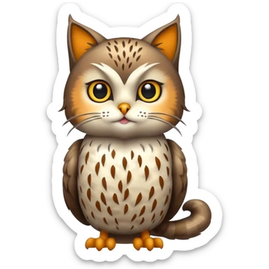 A animal with a Owl body cat head and tail full body sticker