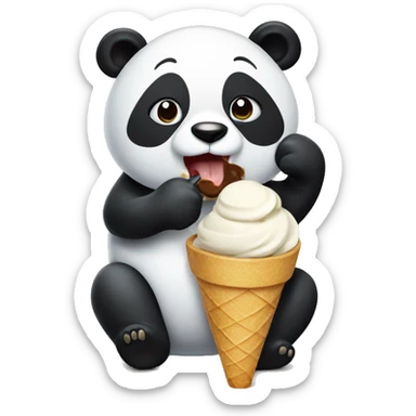 Panda eating ice cream sticker