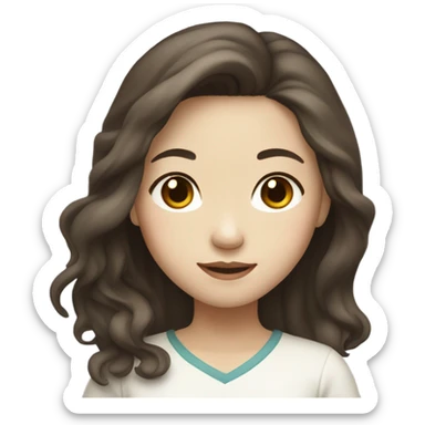 a girl with WHİTE skin long wavy brown hair chinese girl sticker