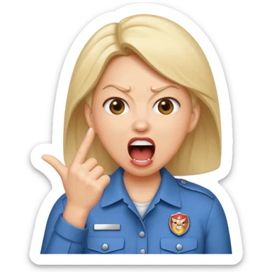 emojis.com a-karen-mom-yelling-at-somebody-that-wont-take-their-dog-out-and-is-showing-her-badge-but-its-fake sticker