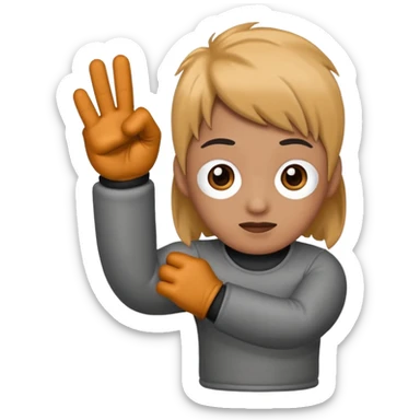 Middle finger emoji wearing fingerless gloves sticker