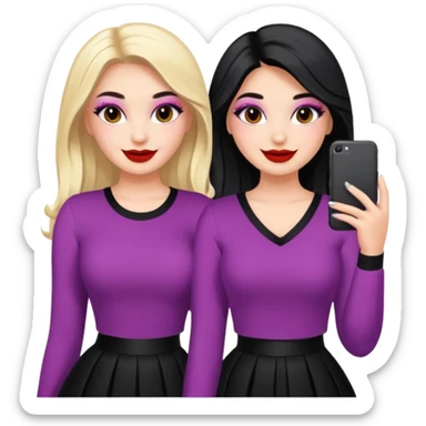 Boujy baddie best friends, fair skin, trendy heavy makeup sticker