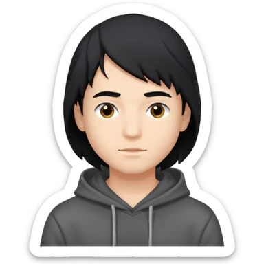 парень айтишник в капюшоне черные волосы, с темным фоном сзади в высоком качестве sticker
