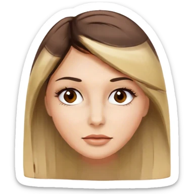 brunnete with straight hair and blonde highlists, long lashes, brown eyes sticker