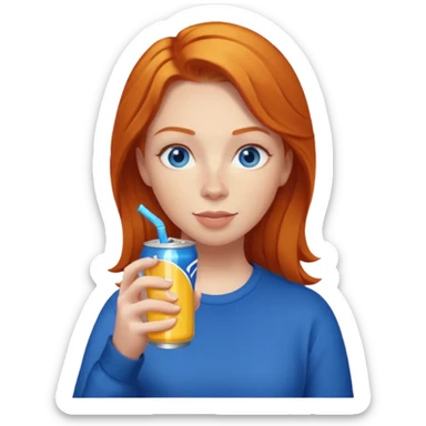 ginger woman sipping energy drink blue eyes cosy  sticker