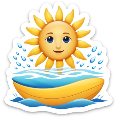 blue ocean vibes, sun over water, relaxing sticker