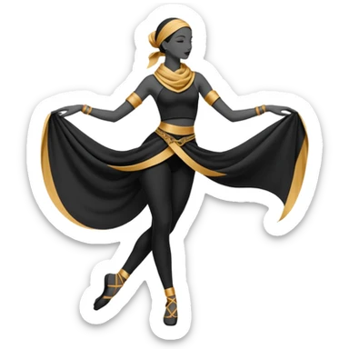 Minimalistic flat vector icon, iOS style, thin black contour on white background. Silhouette of a dancer with scarf or hip belt. Clean, no text, no shadows sticker