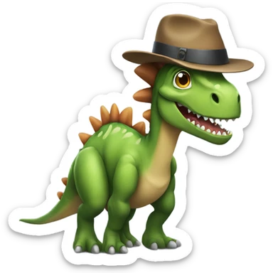 Dinosaur with a hat and a mohawk sticker