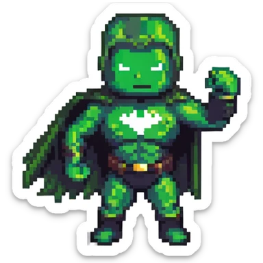 Hulk smashing, green superhero in action pose sticker