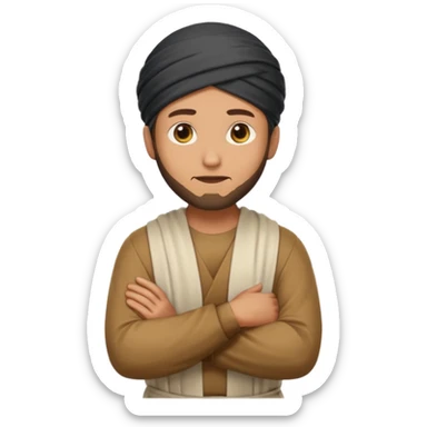fullbody Pharisee, arms crossed, looking to the side, head covering, emoji style sticker