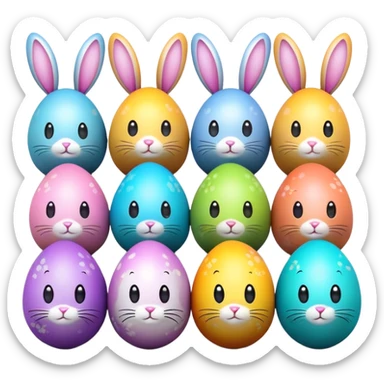 Easter eggs with Easter bunny sticker