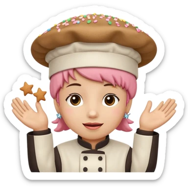 oso Carita feliz

Mejillas rosadas

Sprinkles en forma de estrellitas

Patitas pequeñas y redonditas

Un gorrito de chef mini

Expresiones cambiantes (feliz, sorprendido, emocionado) sticker